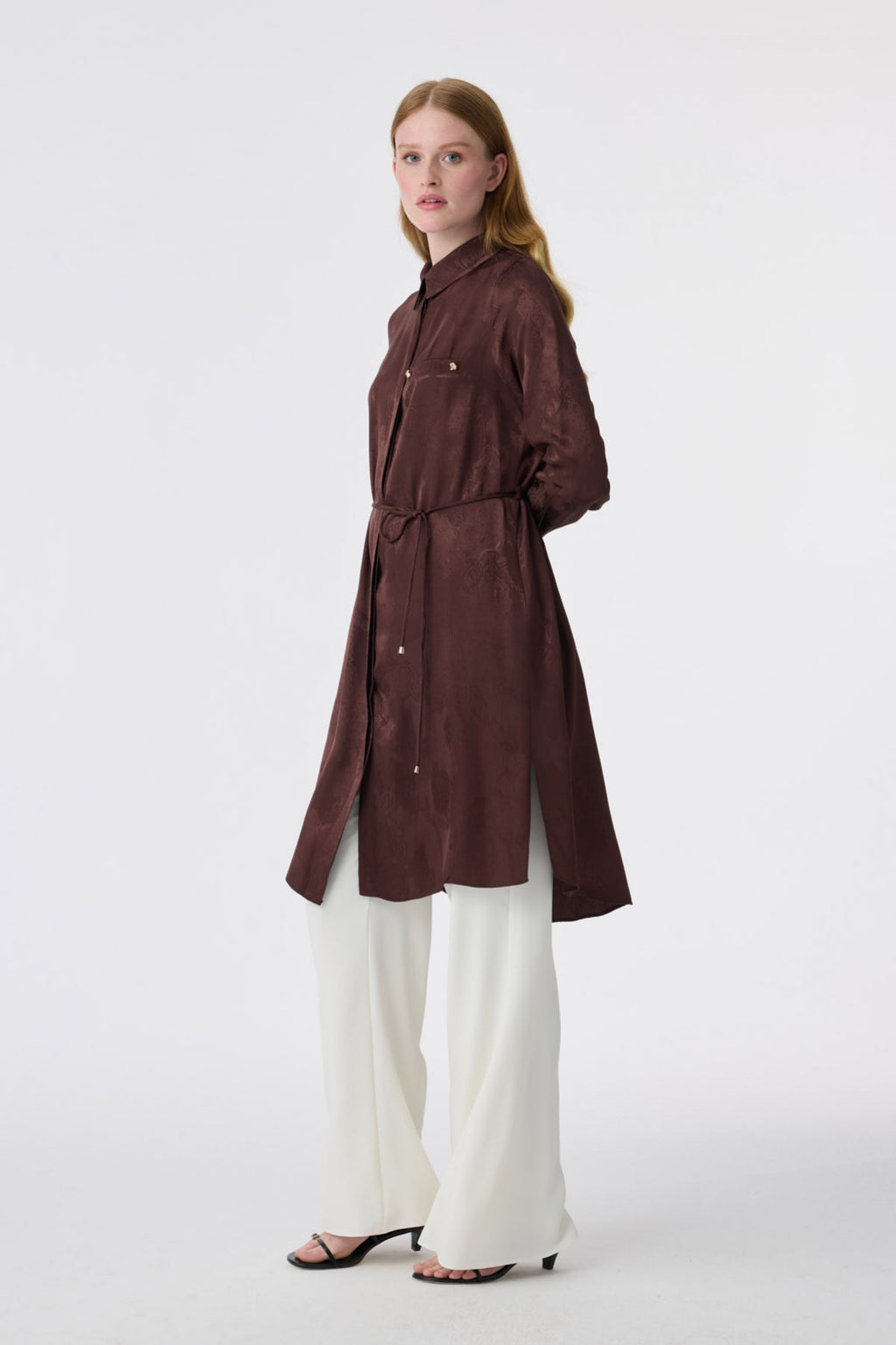 T-1675 MELURE TUNİK 38-46 Kahve Tunik 1675