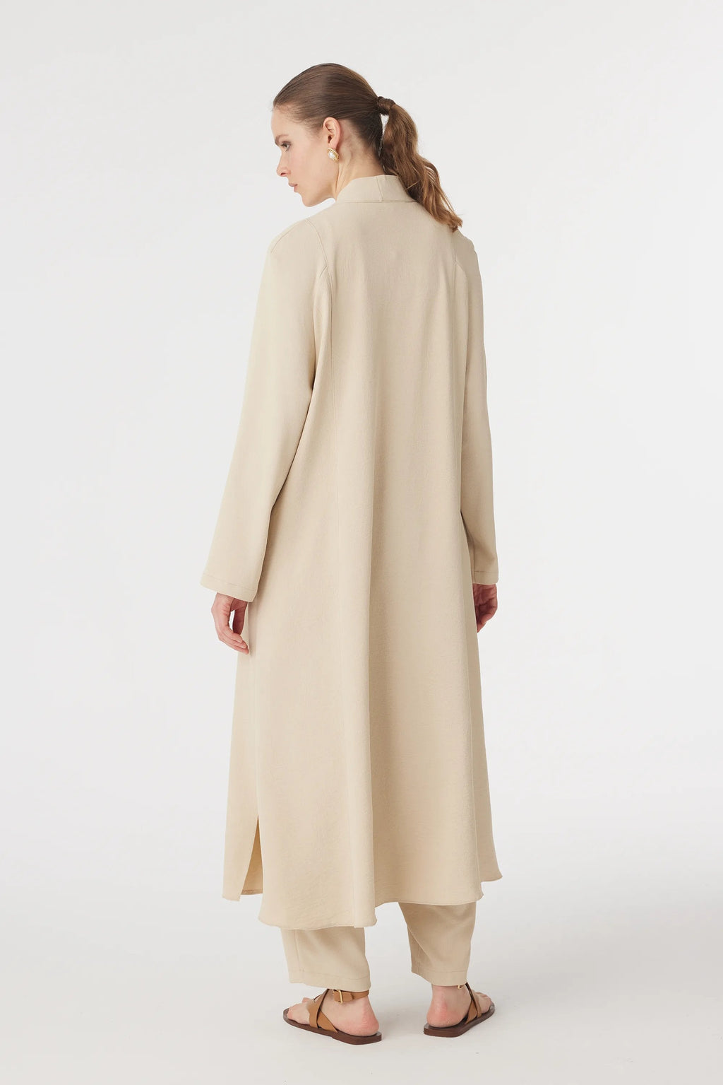 Drape Detaylı Şal Yaka Bej Takım 1912