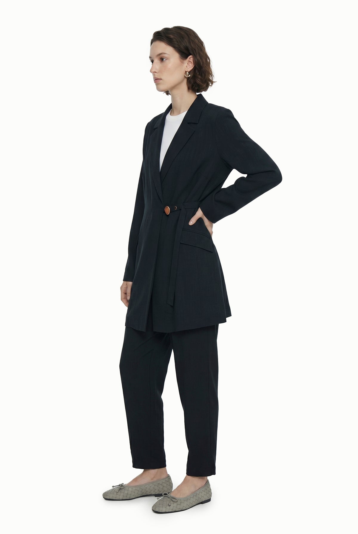 Blazer Yaka Aksesuar Detaylı Takım Lacivert Takım 1952