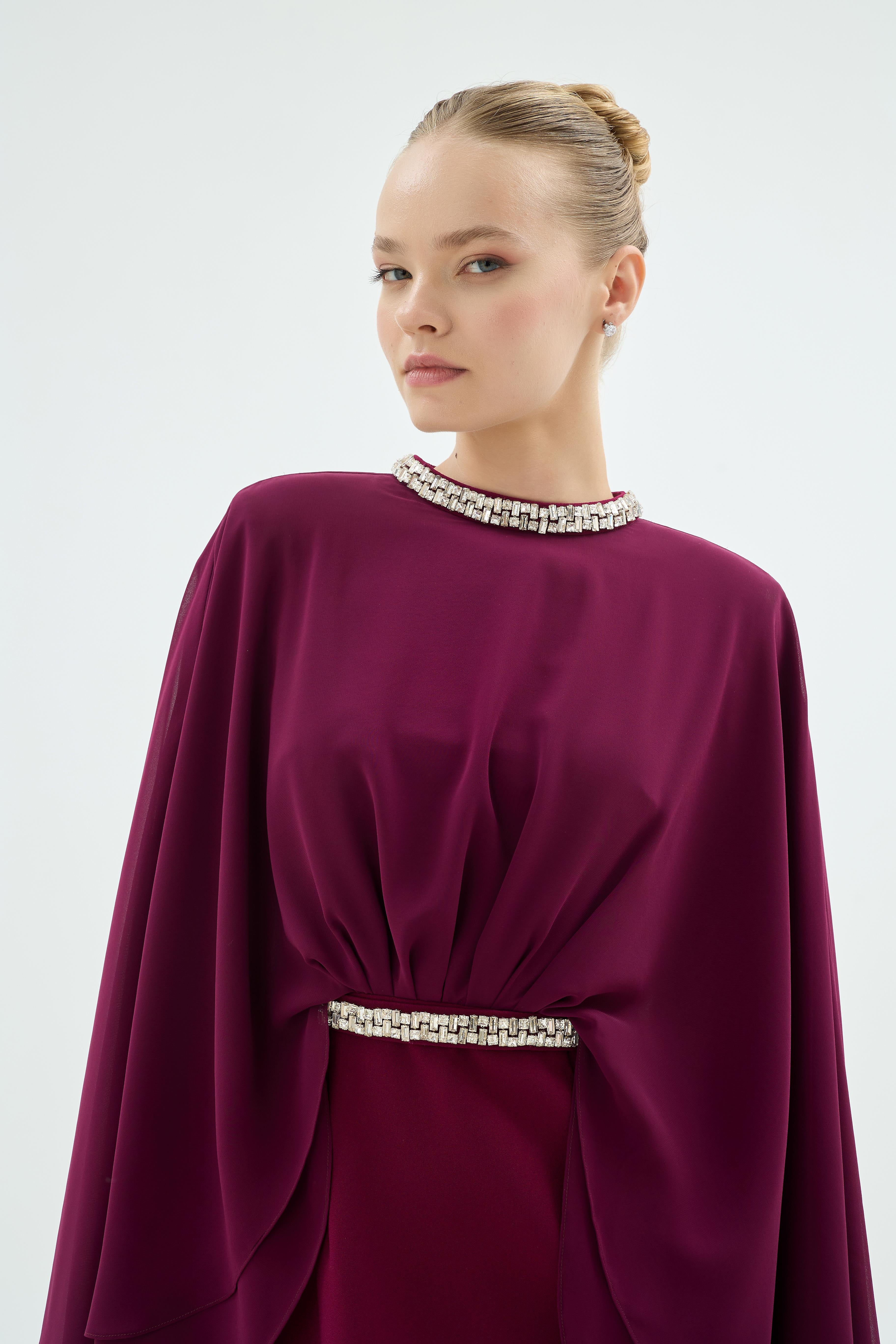 Divina Elbise Bordo