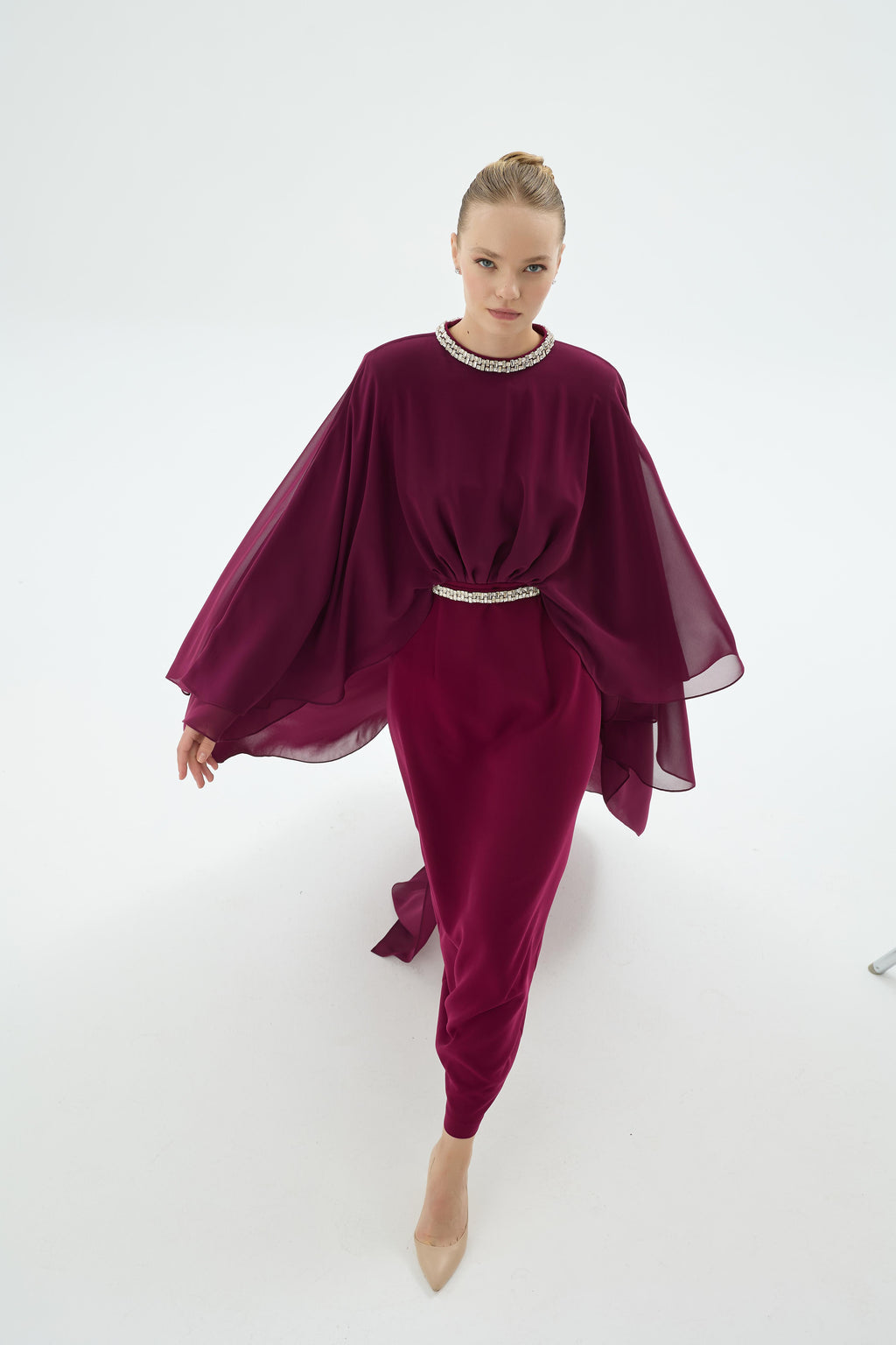 Divina Elbise Bordo