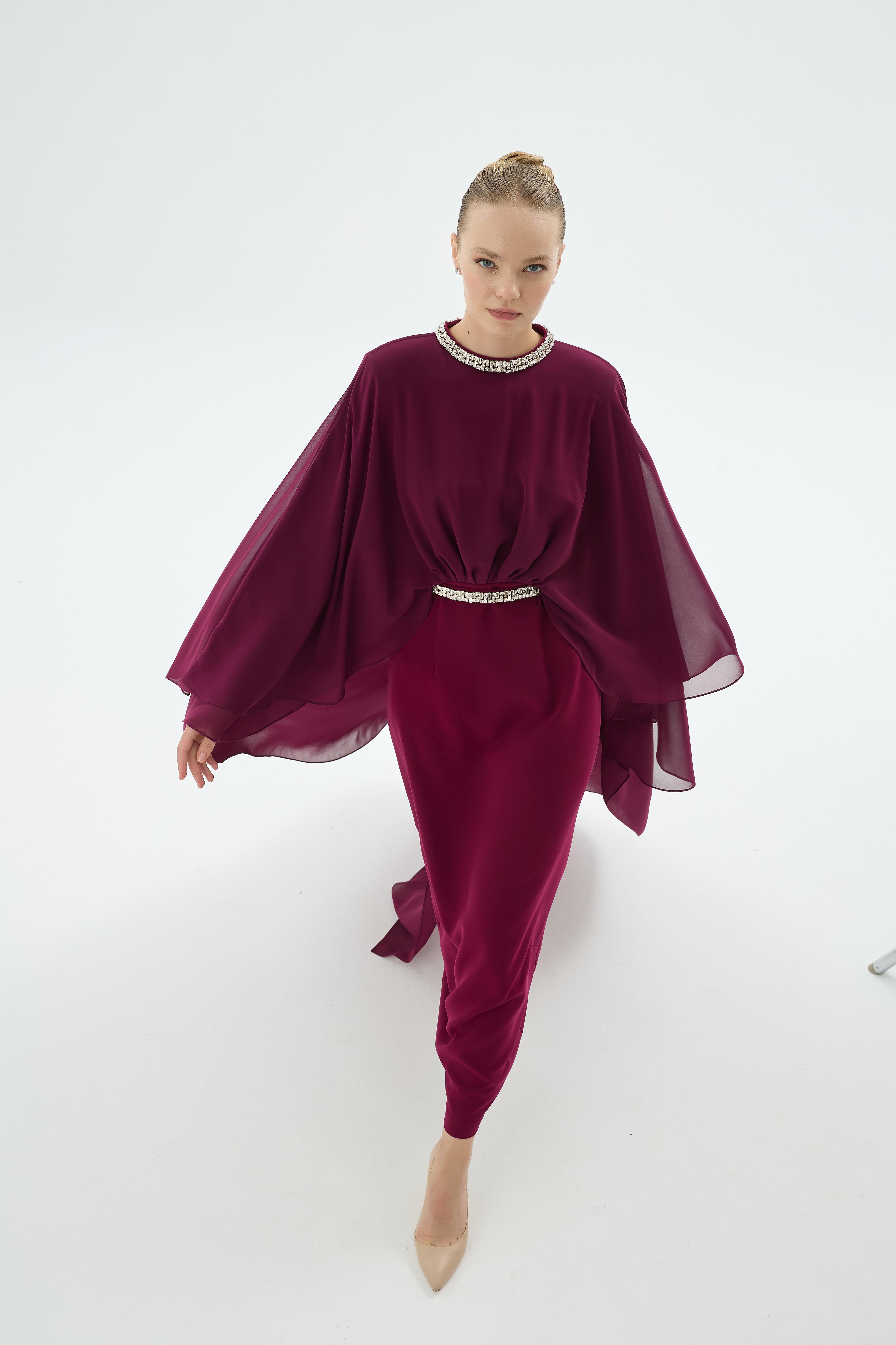 Divina Elbise Bordo