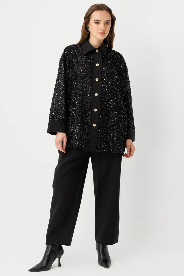 Pul Payetli Oversize Takım