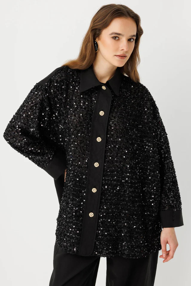 Pul Payetli Oversize Takım