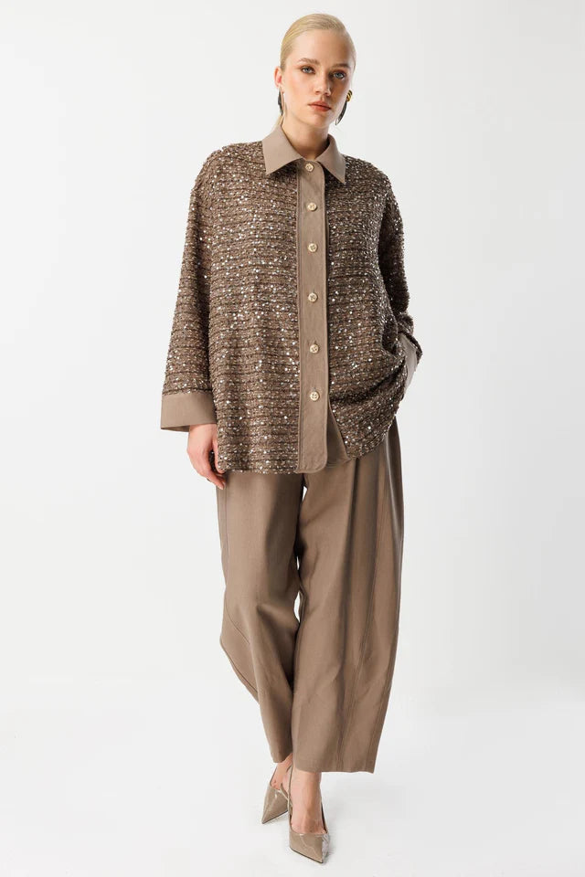 Pul Payetli Oversize Takım