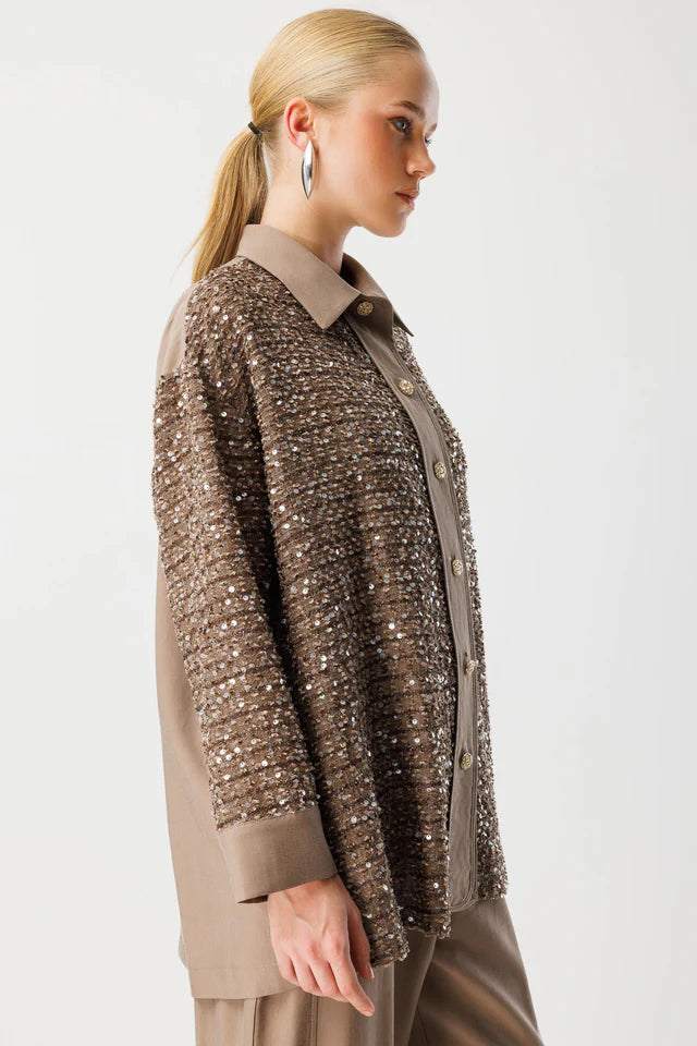Pul Payetli Oversize Takım