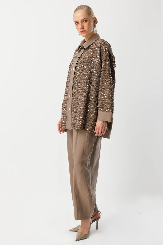 Pul Payetli Oversize Takım