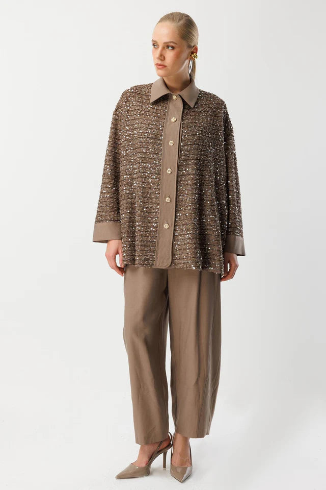 Pul Payetli Oversize Takım