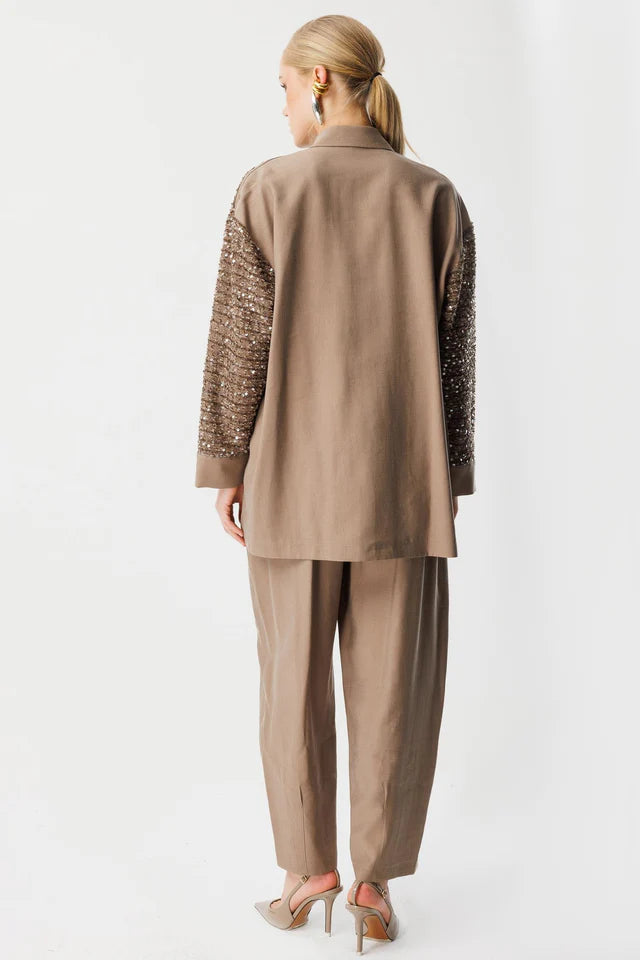 Pul Payetli Oversize Takım