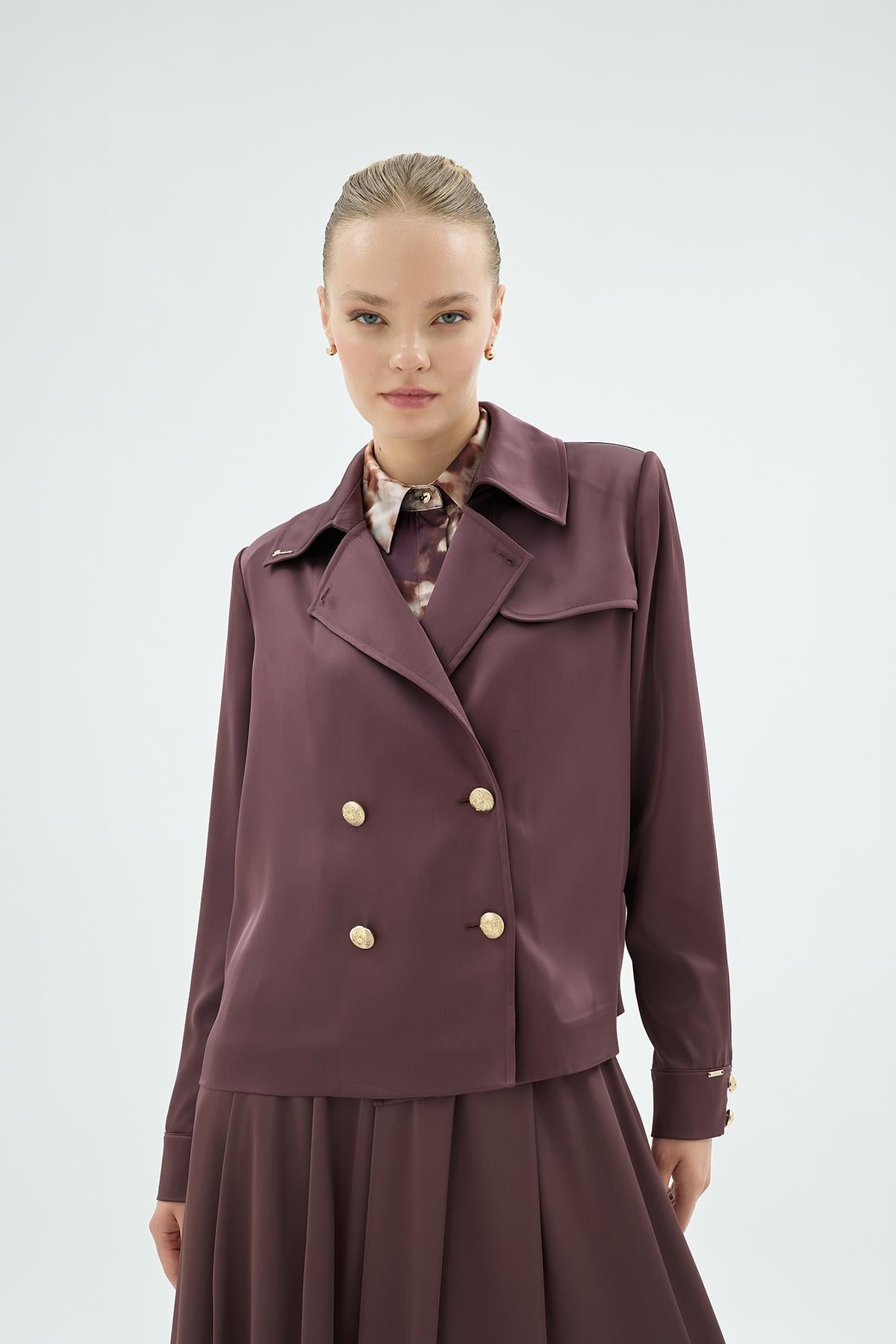 40001 Gigi Yakali Ceket Kahve