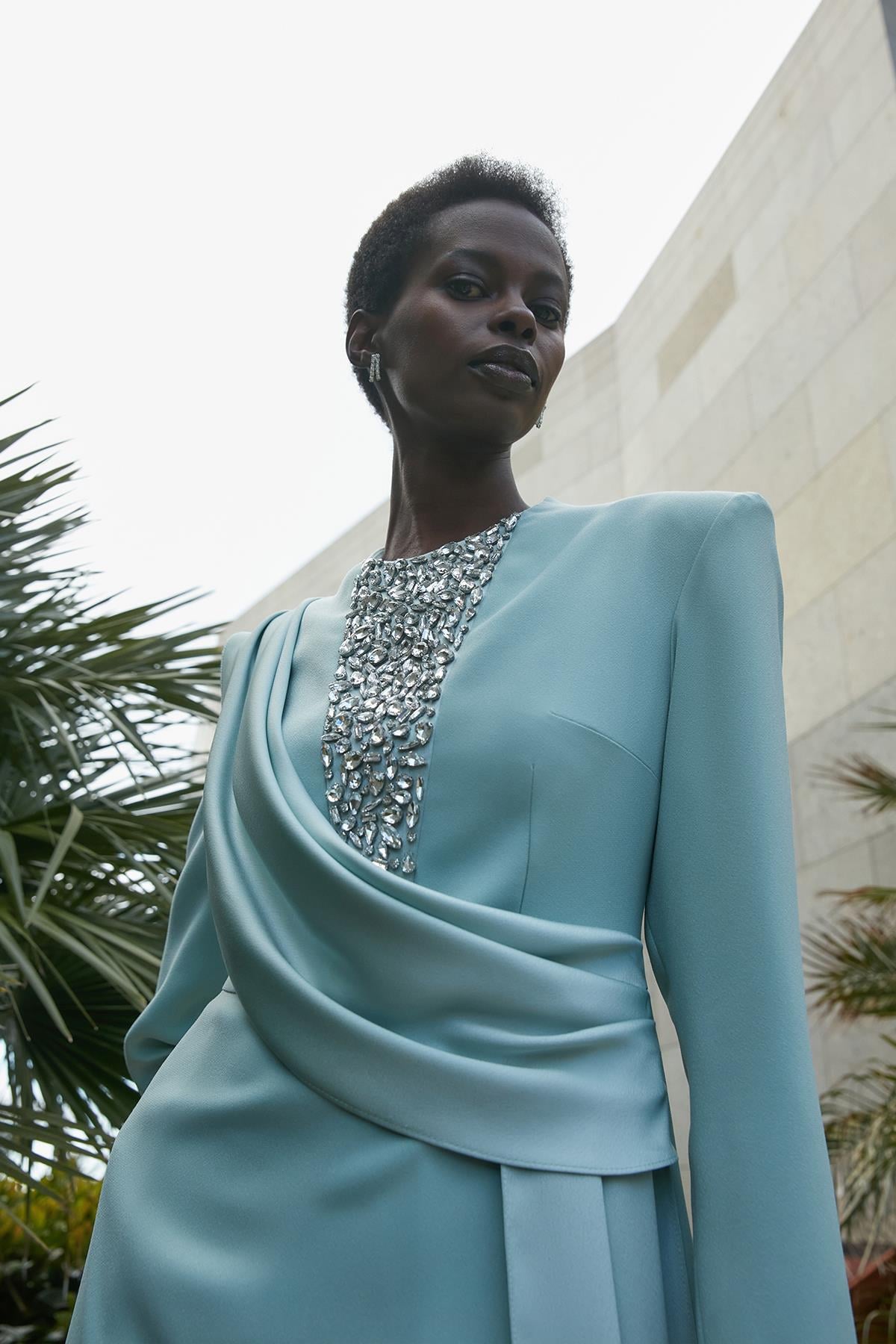 Queen Saphire Elbise Mavi-gri